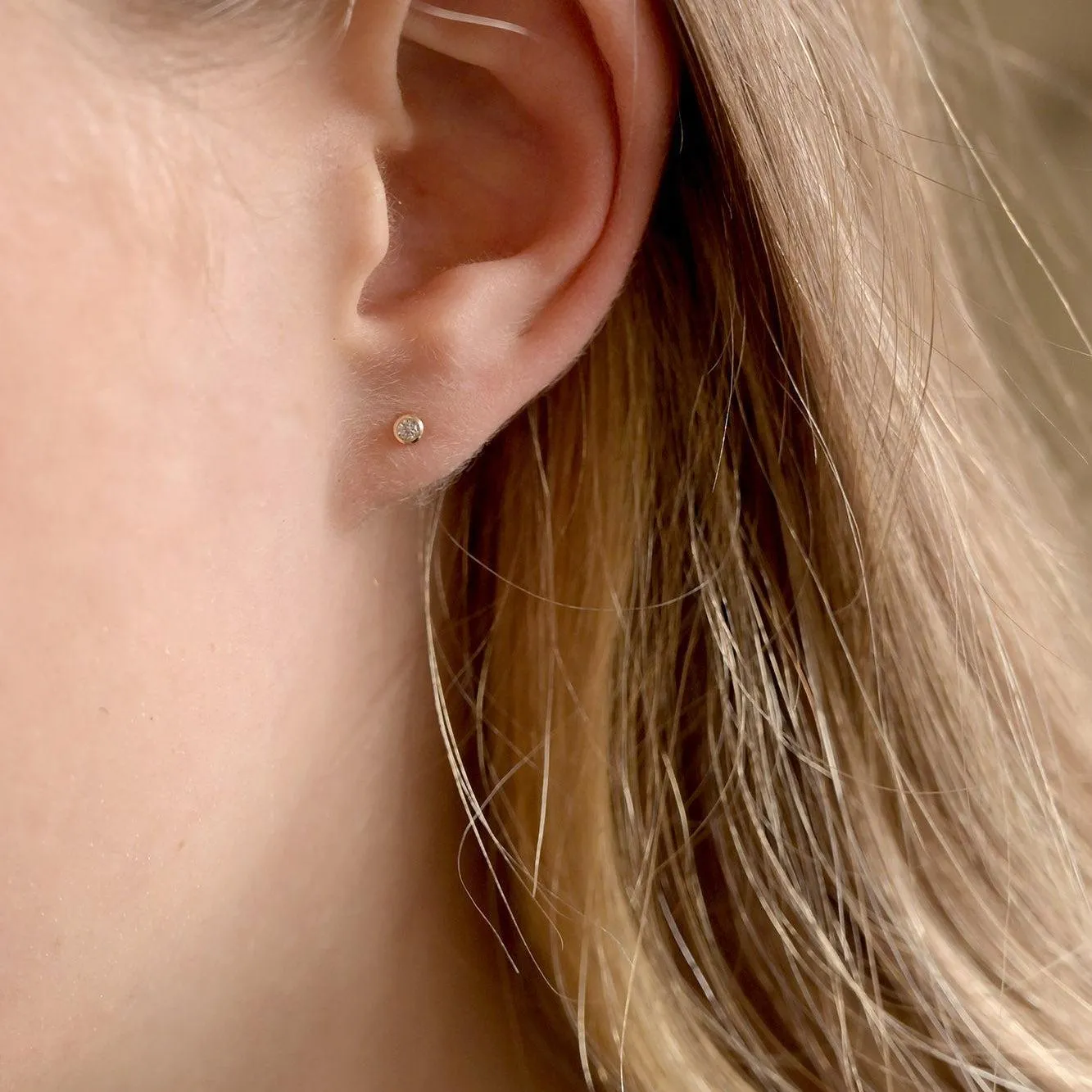 9ct Gold Dainty Diamond Stud Earrings - Image 4