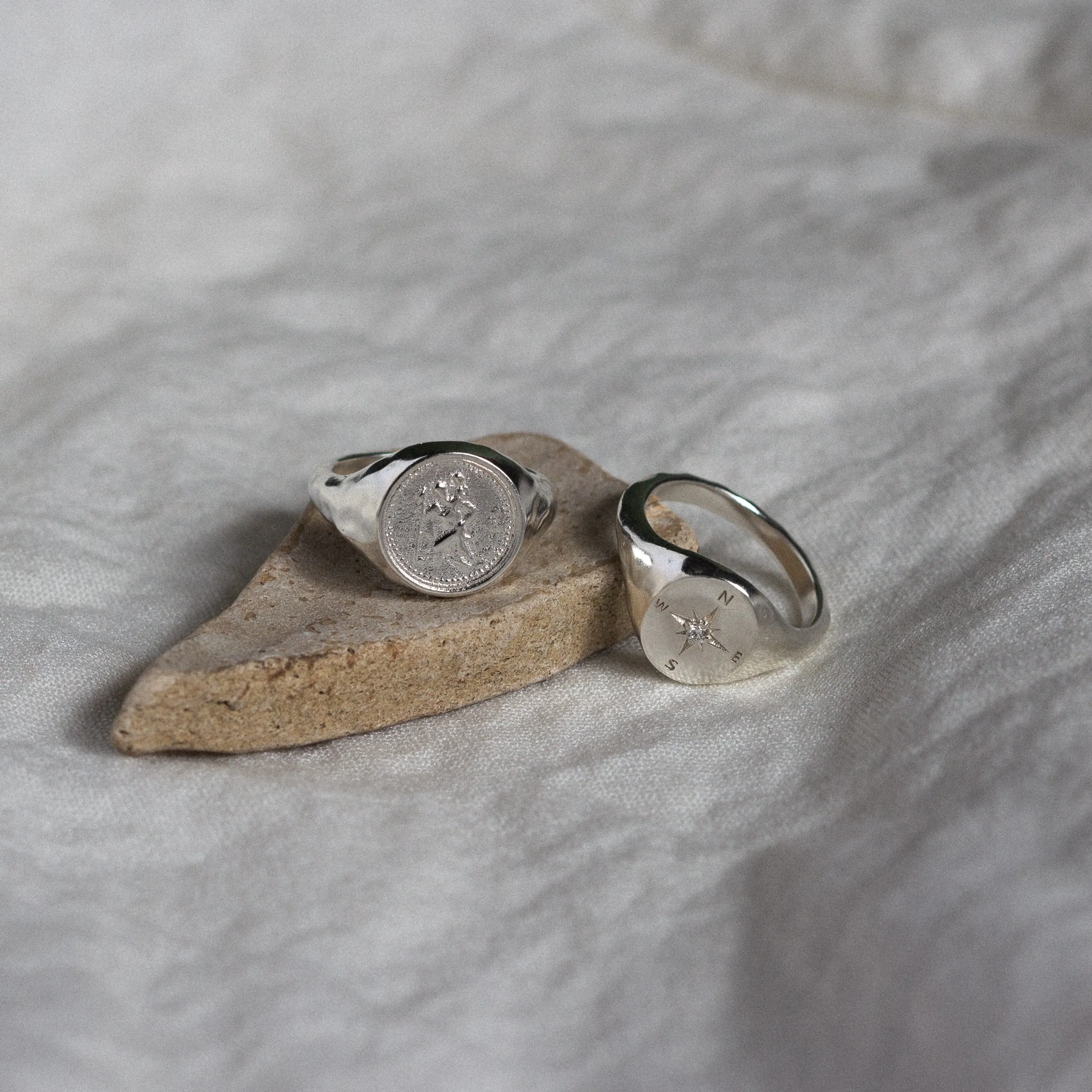 Diamond Compass Signet Ring - Image 3