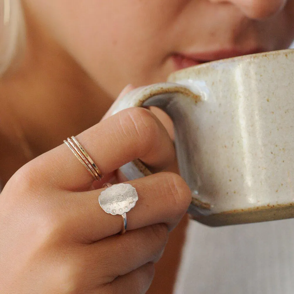 Silver Hammered Stacking Ring - Image 5