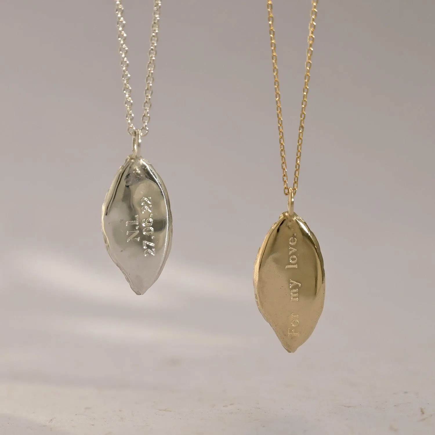 Silver Personalised Leaf Pendant Necklace - Image 3
