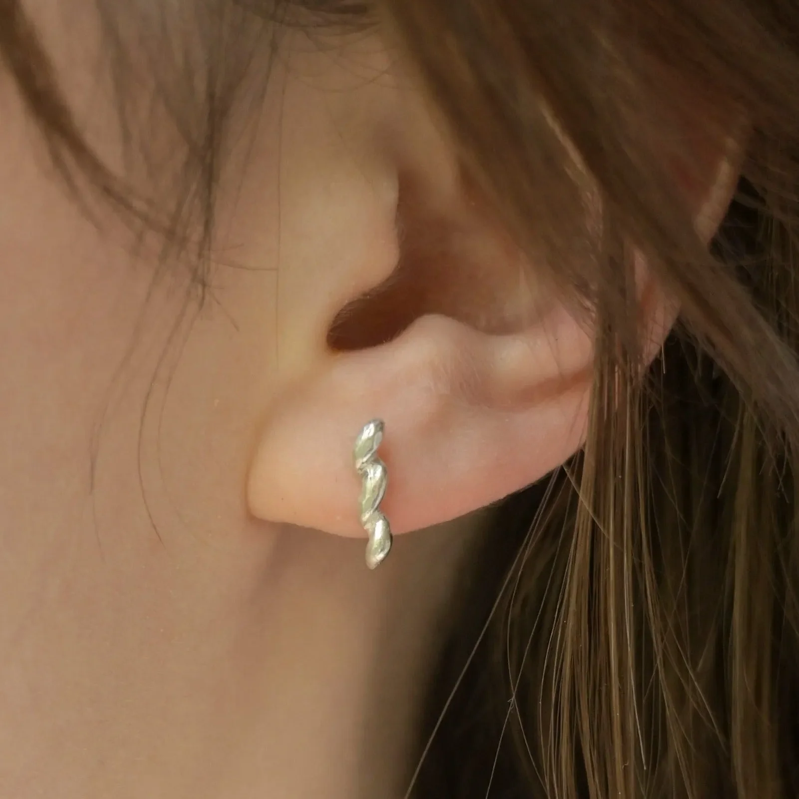 Silver Revolution Bar Stud Earrings - Image 4